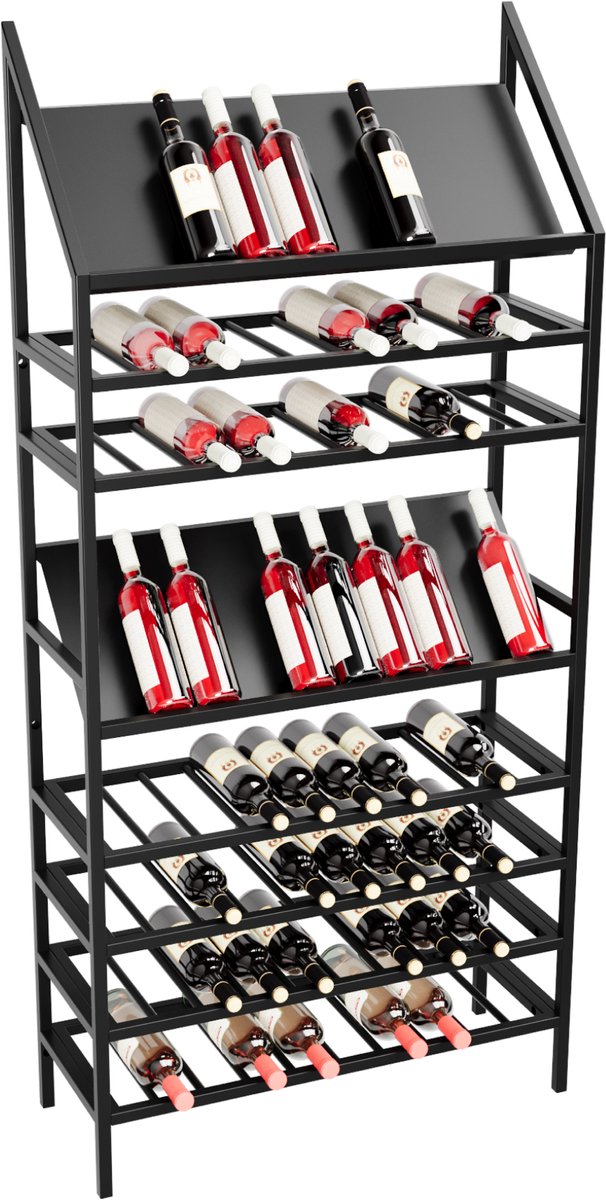 MetaloPro Weinregal Rioja – Schwarzes Metall-Flaschenregal Für 80 Weinflaschen, Robustes Design, Ideal Für Küche, Keller Oder Bar – 170x80x30cm