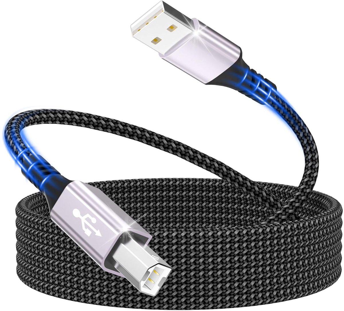 3m Scanner Kabel - USB 2.0 Type B Kabel - USB A naar USB B Printer PC Kabel - Compatibel met Dell, HP, Canon, Epson, Xerox, Samsung, Brother, DAC en Meer