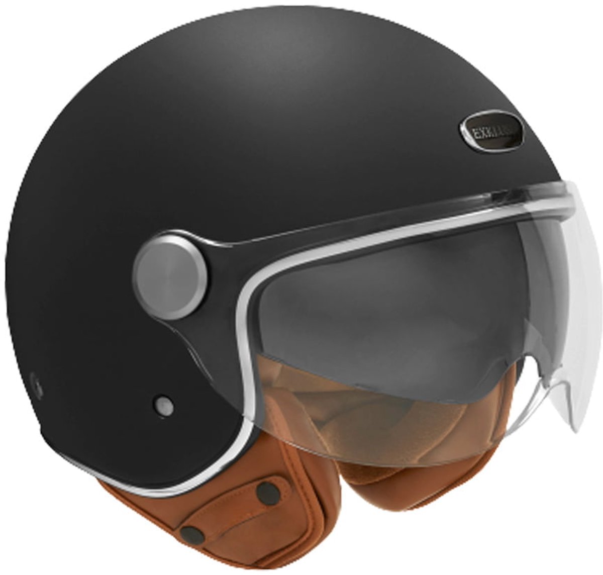 NOX exklusiv Jethelm - Scooter helm - met Ingebouwd Zonnevizier – Stijlvol, Lichtgewicht & Comfortabel – Jethelm met Ventilatie – Perfect voor Scooter & Motorfiets - Kleur Mat Zwart - Maat L = 59-60 cm