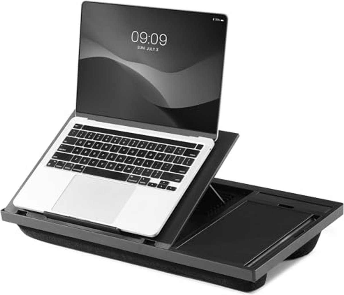 Verstelbare Laptopstandaard met Muismat en Telefoonhouder - Ideaal voor Thuis en Onderweg