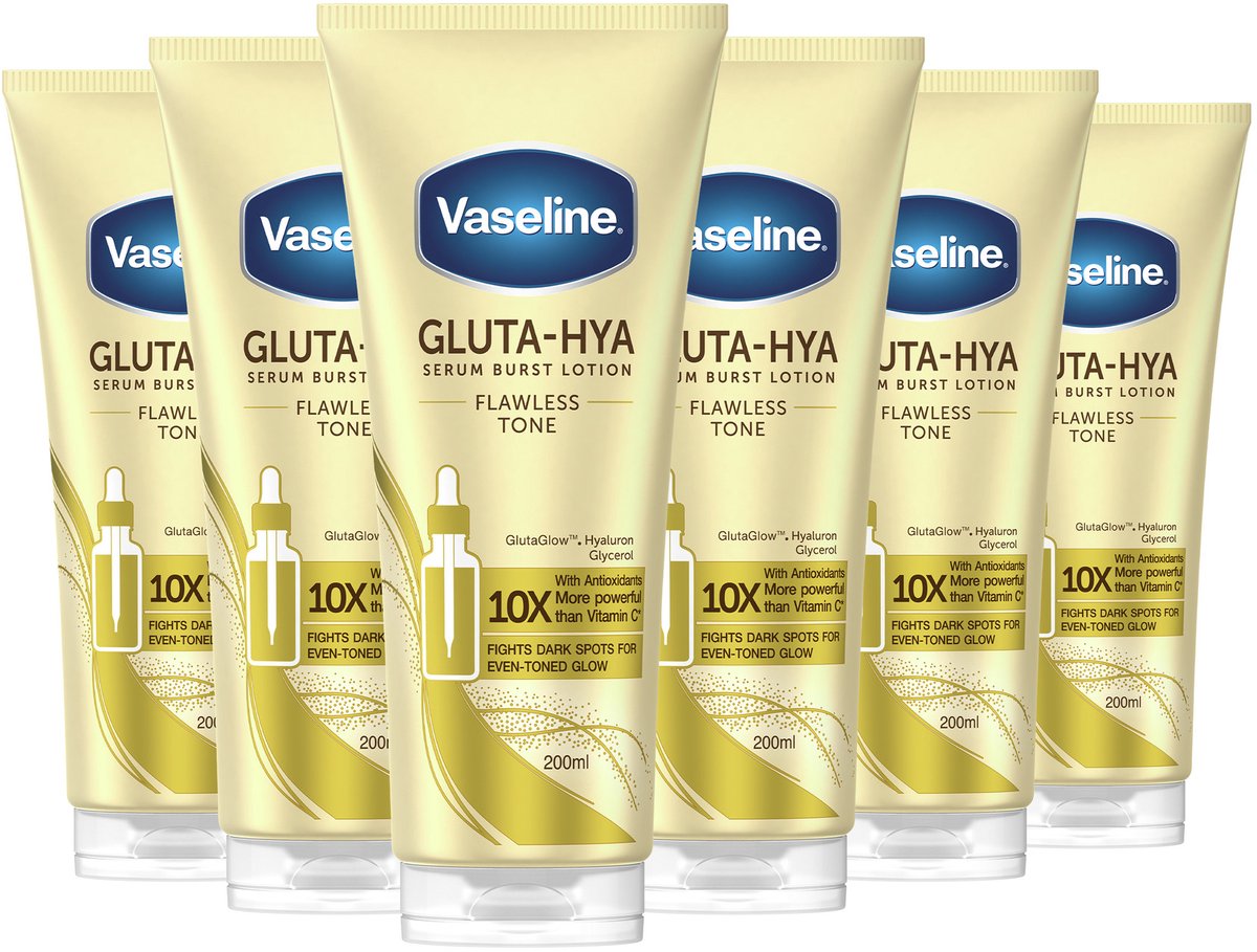 Vaseline - Gluta-Hya Serum Burst Lotion - Flawless Tone - 6 x 200 ml