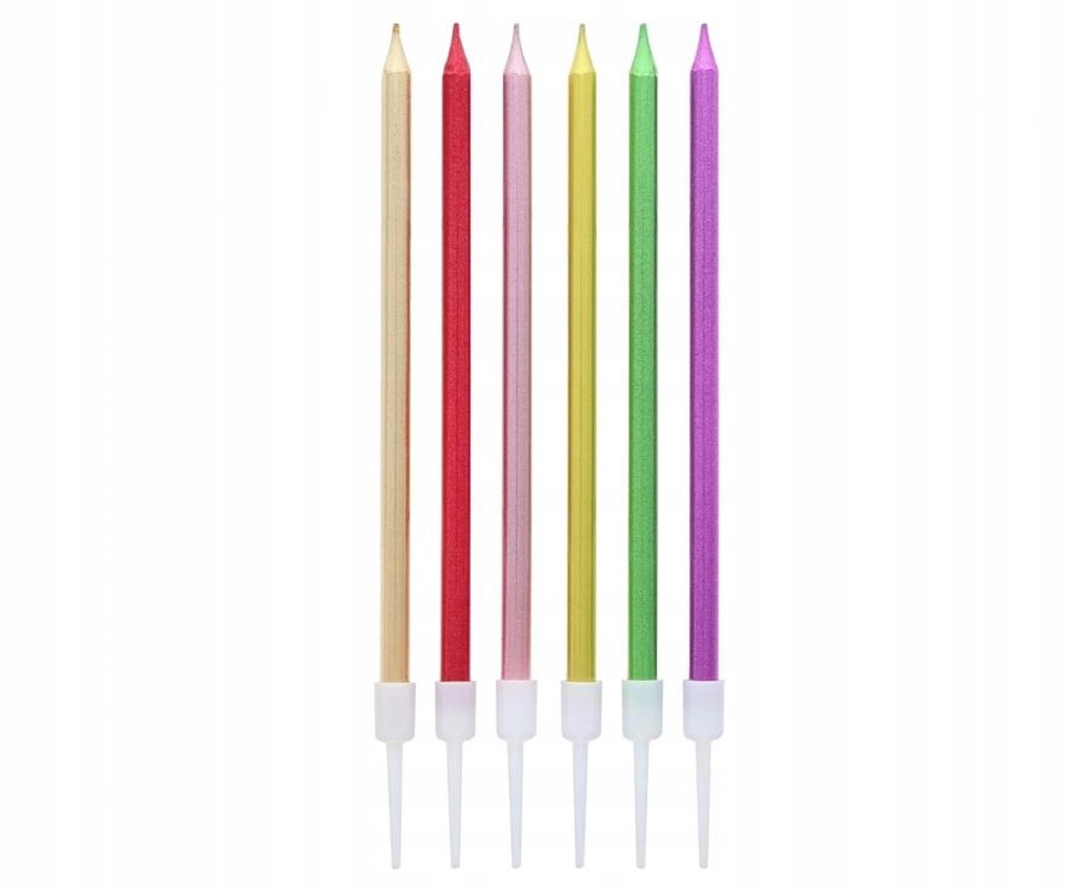 Metalen Verjaardagskaarsen 13 cm - 6 Stuks - Kleurrijk