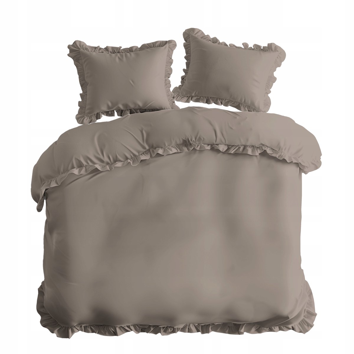 Boho Katoenen Dekbedovertrek 160x200cm met Ruches - Taupe