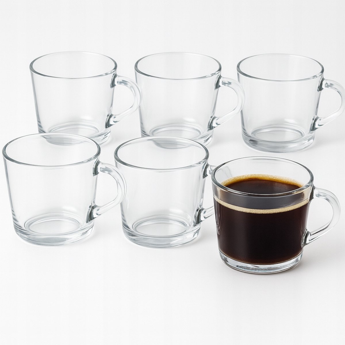 Set van 6 glazen KELLY 270ml met oor - Ideaal voor koffie & thee