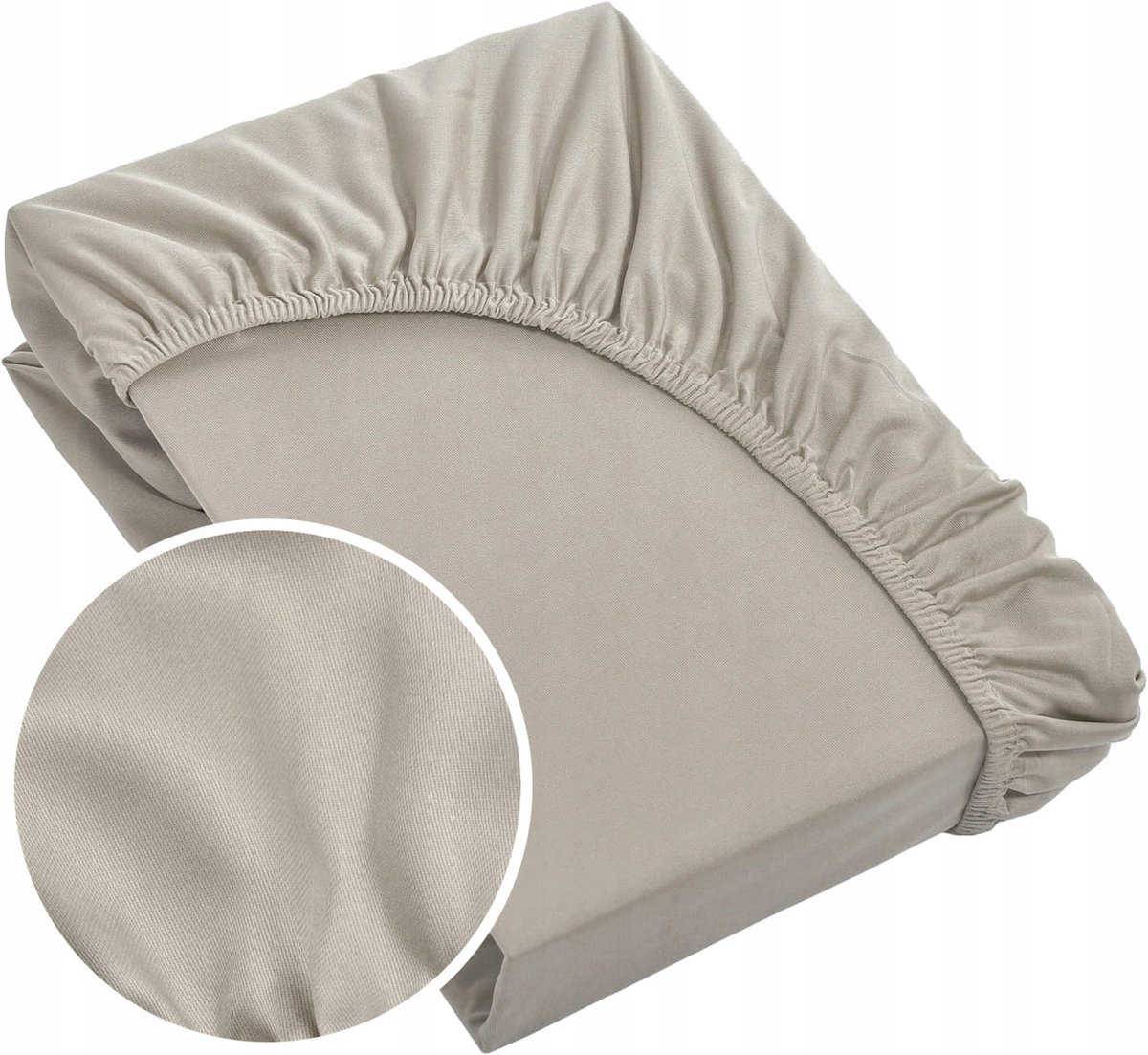 Satijn Hoeslaken 100% Katoen met Elastiek 160x200cm Beige