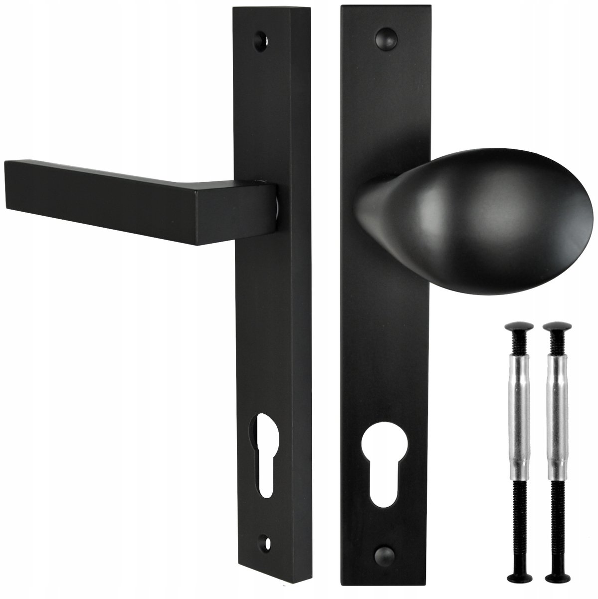 Deurkruk met vaste greep, zwart mat, 90mm, linkshandig
