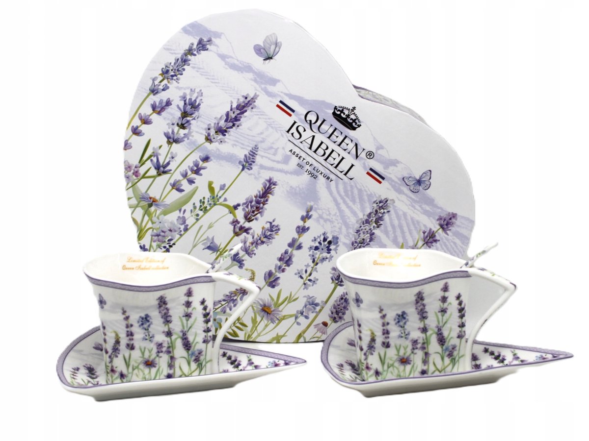 Queen Isabell Porseleinen Theekopjes Set met Lavendel - 180ml (2 stuks)