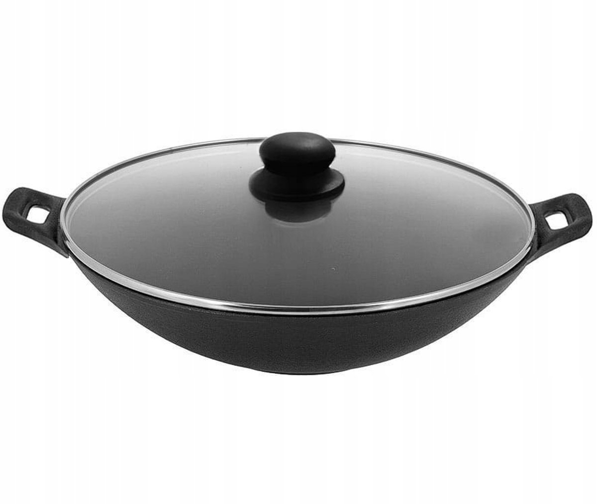 Gietijzeren Wok Pan met Deksel - 31cm - Geschikt voor Inductie