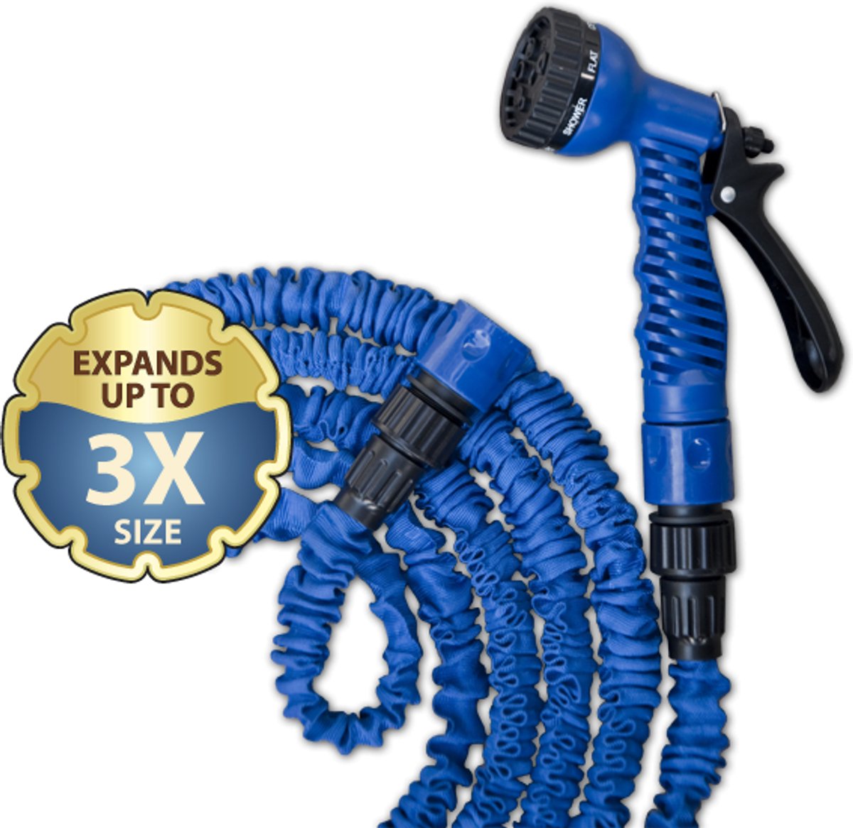 TRICK HOSE Uitrekbare Tuinslang Blauw 5-15m met Sproeier