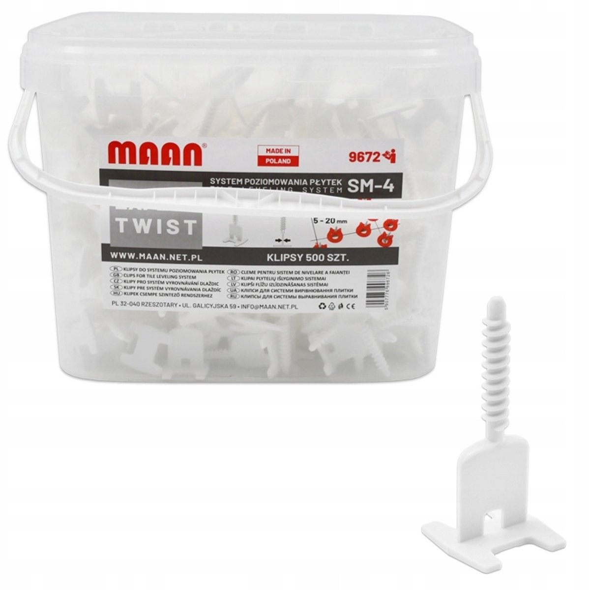 SM-4 EXPERT TWIST tegelnivelleringssysteem - 500 clips, voeg van 1 mm
