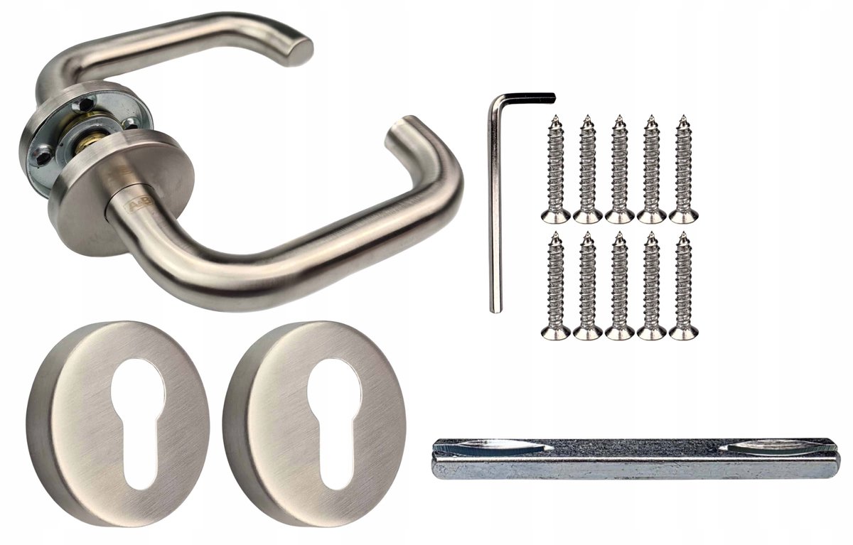 RVS Deurklink "U" met Schild voor Cilinder - Inox