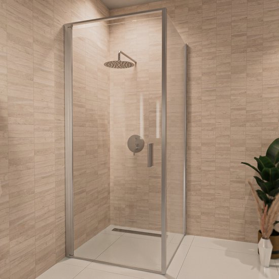 Cabine de douche Lomazoo Bogota - 90x90x200cm - Chrome - Glas transparent 6mm - Revêtement Nano anticalcaire