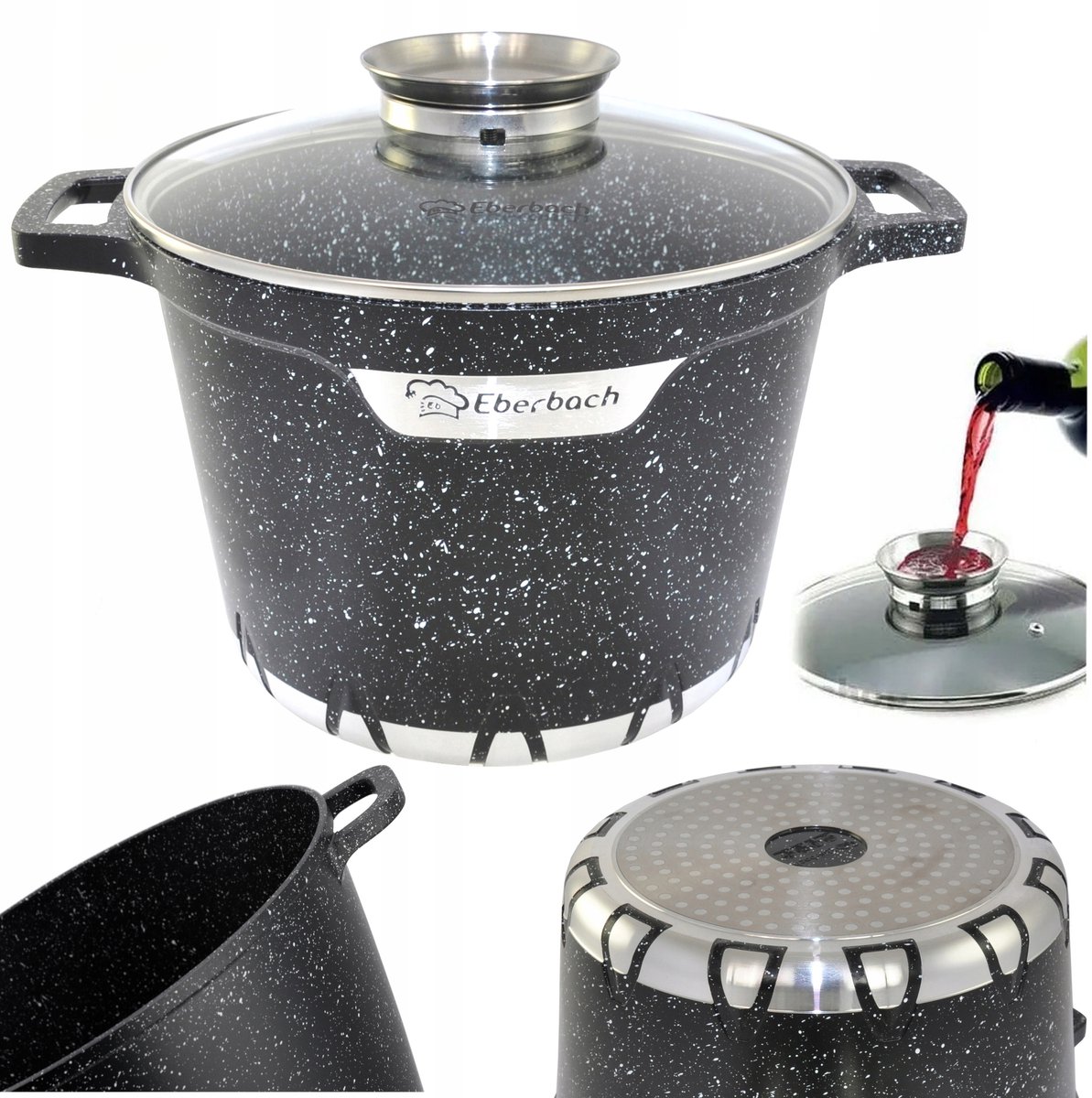 Marmite Kookpan 24cm 6.3L met Marmercoating en Glazen Deksel