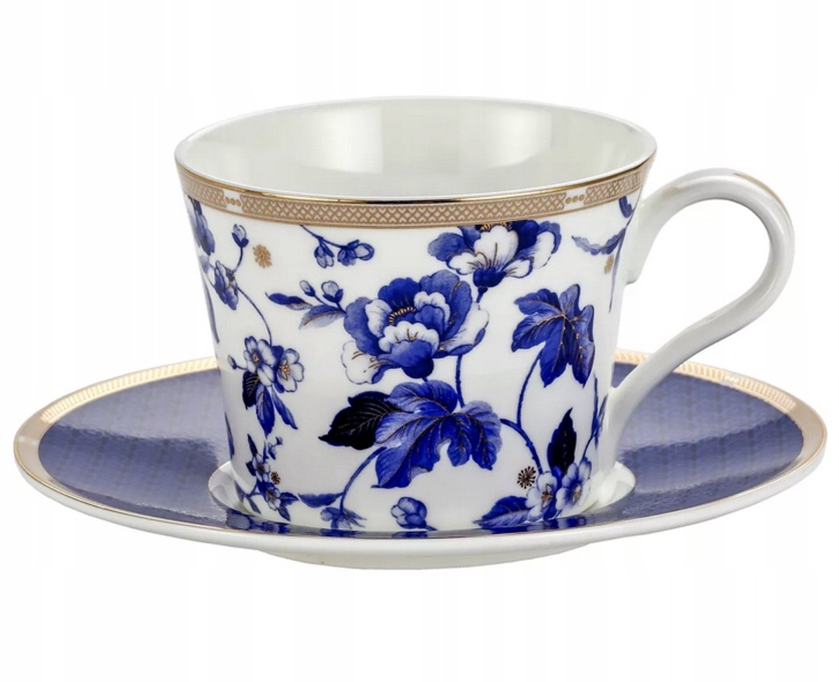 Exclusieve Porseleinen Kop en Schotel 200ml - Klassiek Bloemendessin