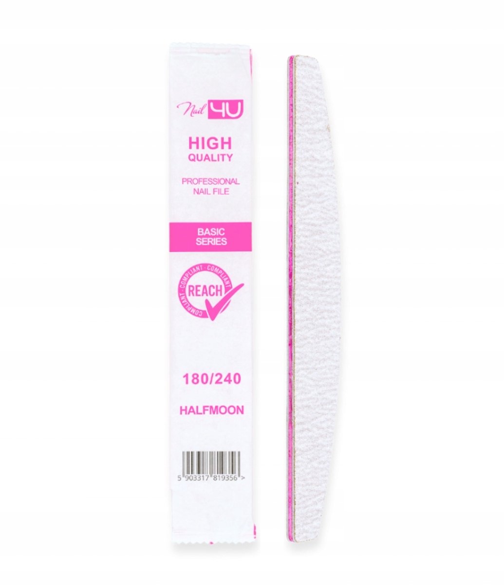 Nail4U Basic Nagelvijl Zebra 180/240 - Halfmoon Vorm