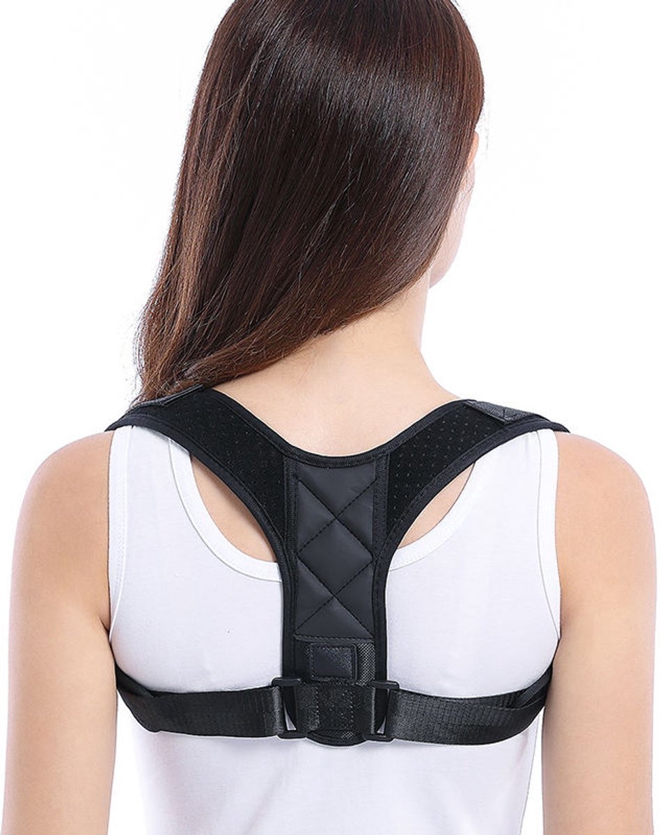 Rugbrace - Rugcorrector - Houdingsondersteuning - Rugband - Tegen rugpijn - Maat L - Zwart - Jonyx