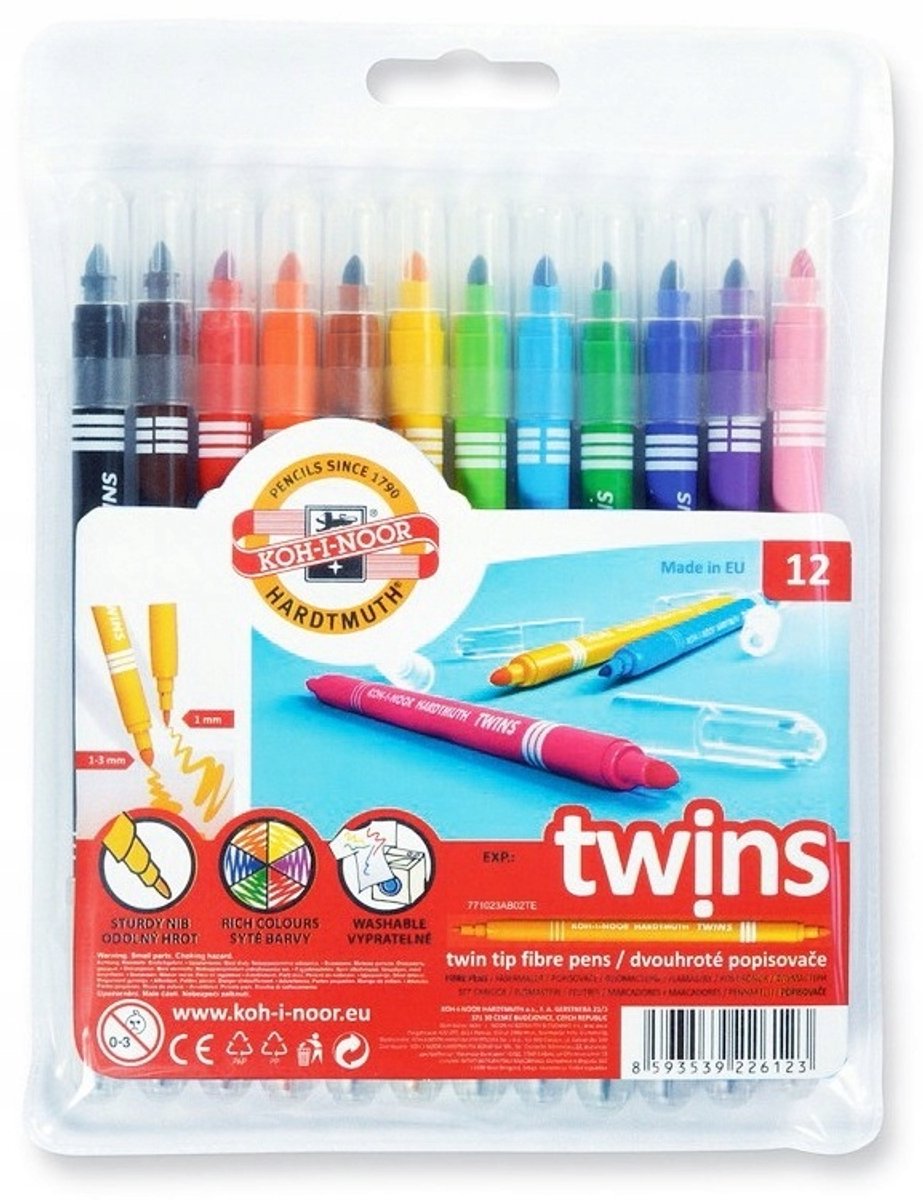 Dubbelzijdige Markers Set - 12 Levendige Kleuren