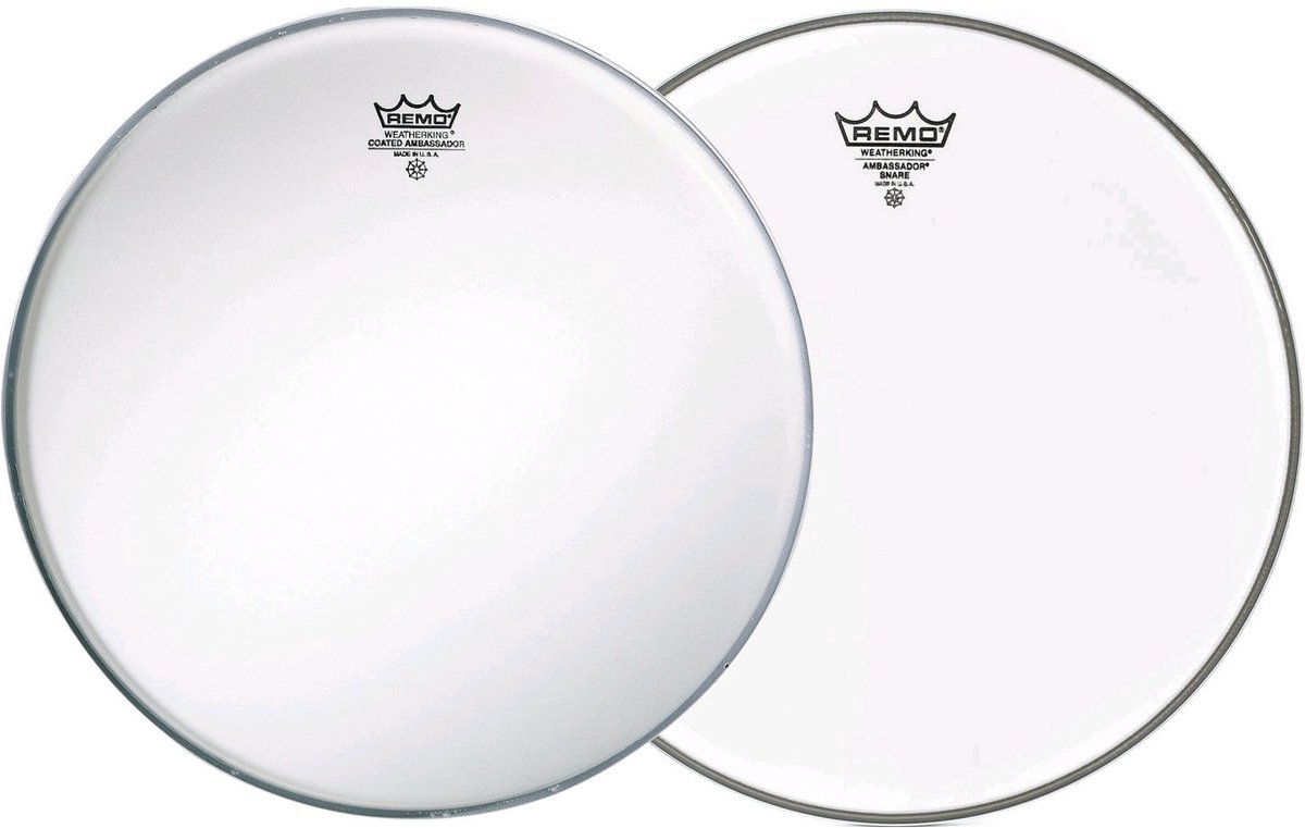 Remo Ambassador Coated slagvel + Hazy resonantievel 14 inch