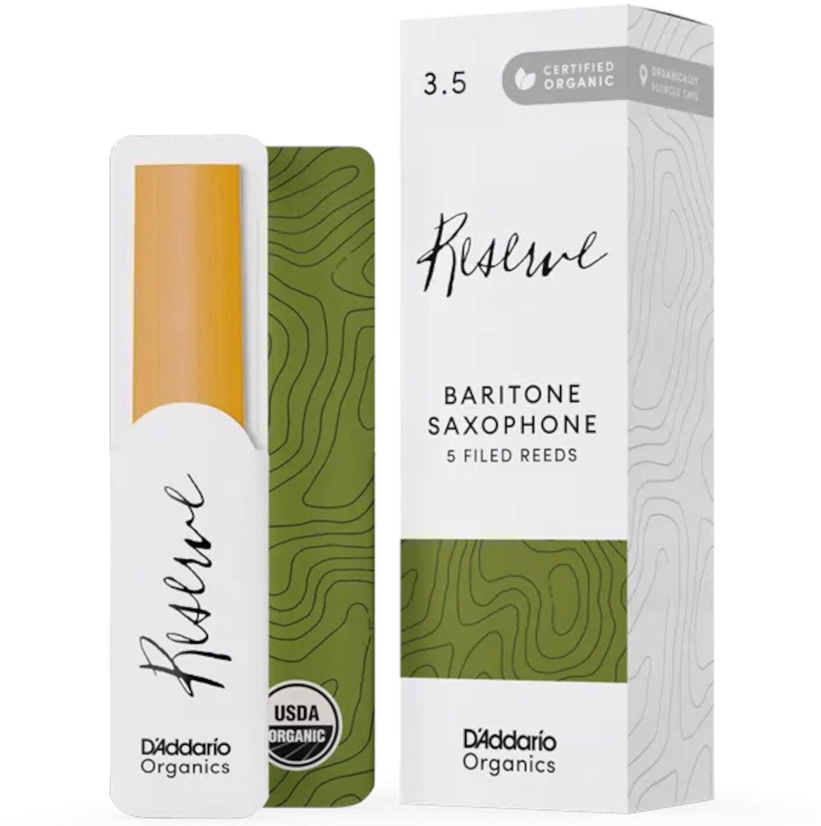 D'Addario Woodwinds ODLR0535 Organic Reserve Baritonsaxofoonrieten, 3.5, 5-pack