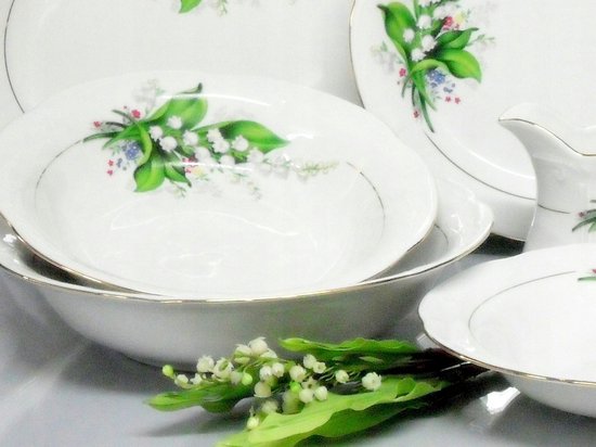 Kamélia Porseleinen Saladekom 26cm - Handgemerkt met goud