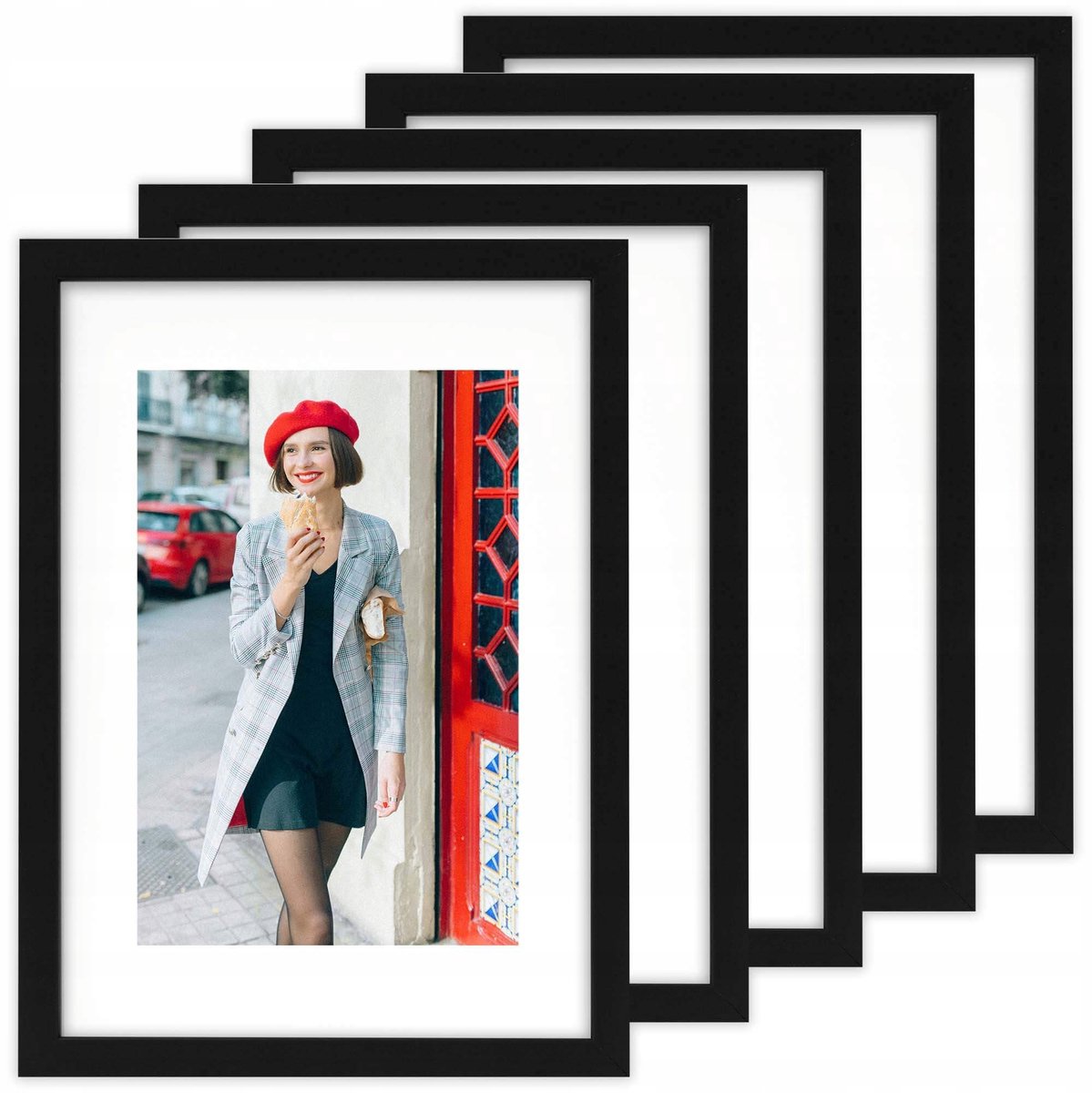 Houten Fotolijsten Set 5 stuks 13x18cm Zwart