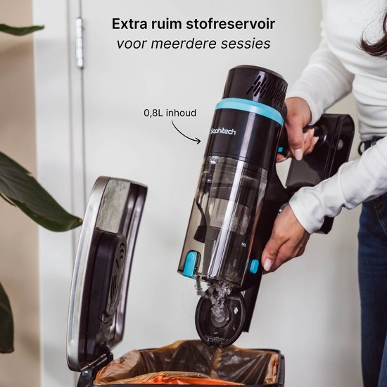 Aspirateur balai sans fil Sophitech – Puissance d'aspiration 26 kPa – 380 W – Aspirateur sans sac – Fonctionne sur batterie – Accessoires inclus