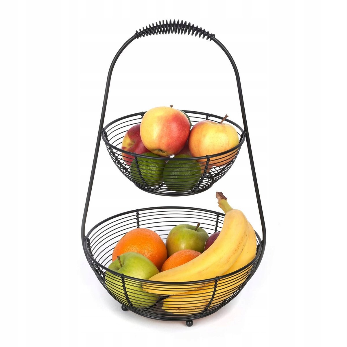 Tadar Tweelaags Metalen Fruitmand Zwart - 44cm Hoog