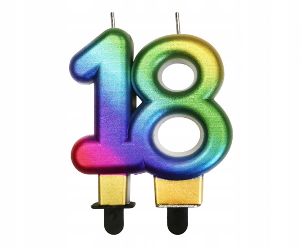 Verjaardag Kaars '18' Regenboog Galaxy - Decoratie Taart