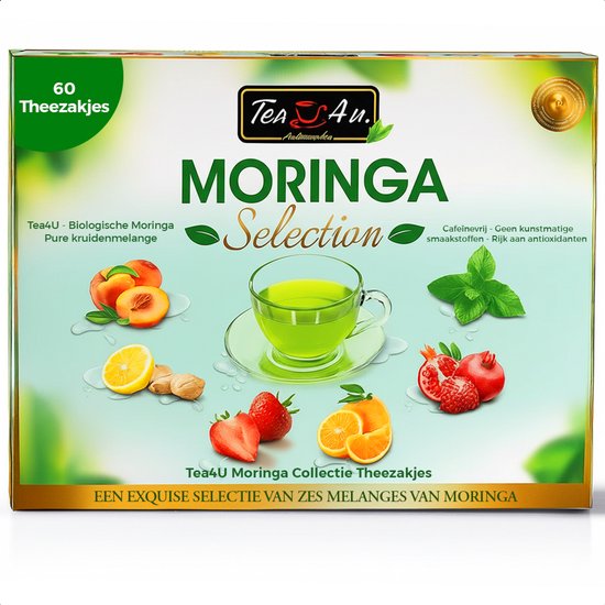 TEA4USA - Moringa Thee - Premium Moringa Collectie Tea Box - Zonder Kunstmatige Aroma’s - 60 Theezakjes