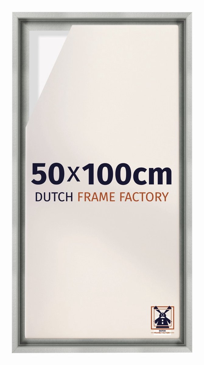 Dutch Frame Factory Baklijst 50x100 cm - Zilver Mat - Geschikt voor Canvasdoek - MDF Baklijst Lausanne