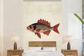Behang - Fotobehang Schubben - Rood - Vis - Vinnen - Breedte 170 cm x hoogte 260 cm