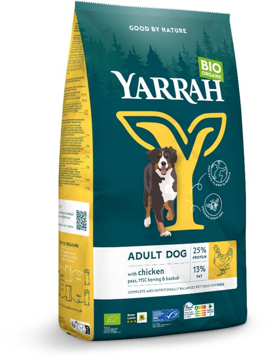 10 kg Yarrah dog biologische brokken kip hondenvoer