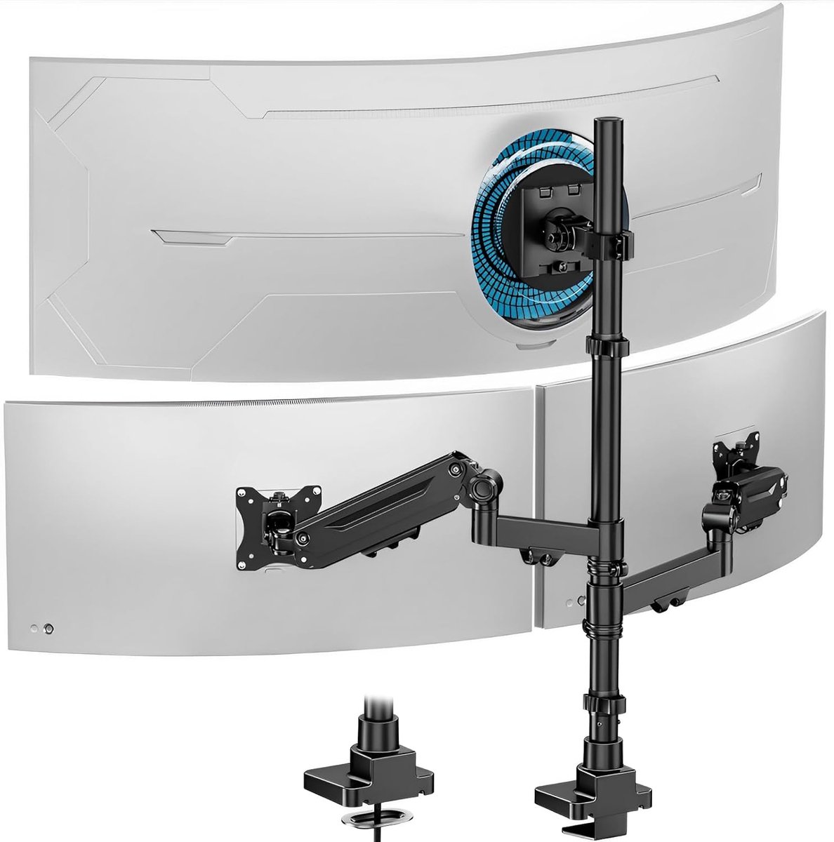 Image of 3 Monitoren Beeldschermhouder voor Bureau - Hoogte Verstelbare Monitorhouder tot 20 kg