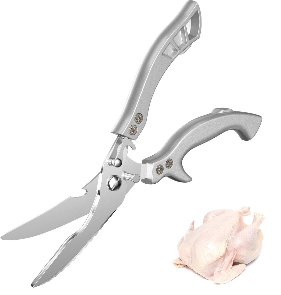 Azomor® Keukenschaar van roestvrij staal voor vlees, gevogelte en groenten