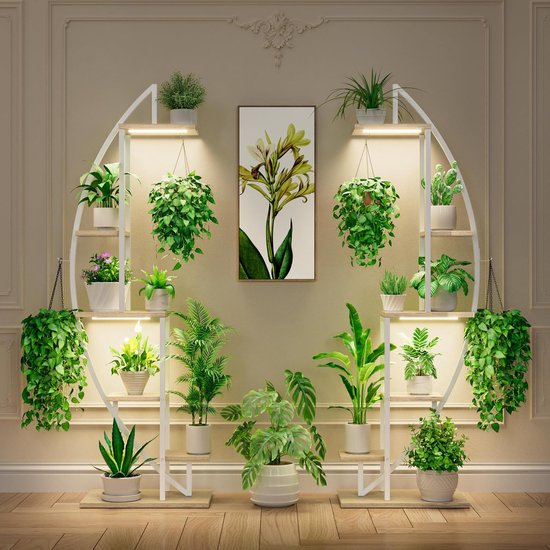 plantenstandaard met kweeklamp, 4-laags 90W kweeklamprek voor binnen, lampen met volledig spectrum, verstelbare plantenplank, kweekrek voor tuinplanten, 90 x 35 x 150 cm | NL