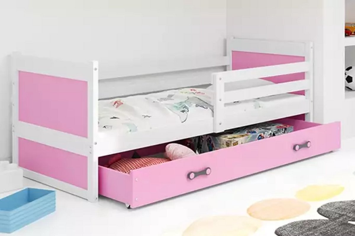 BMS - Single Bed - 90x190 cm - Jongeren - Wit en Roze