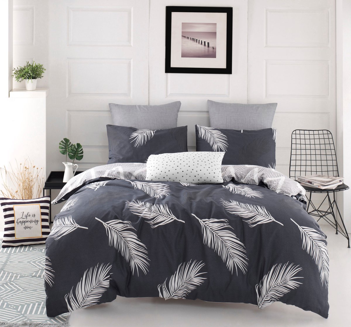 Asir Ranforce Dubbele Dekbedovertrekset - Benzine Blauw