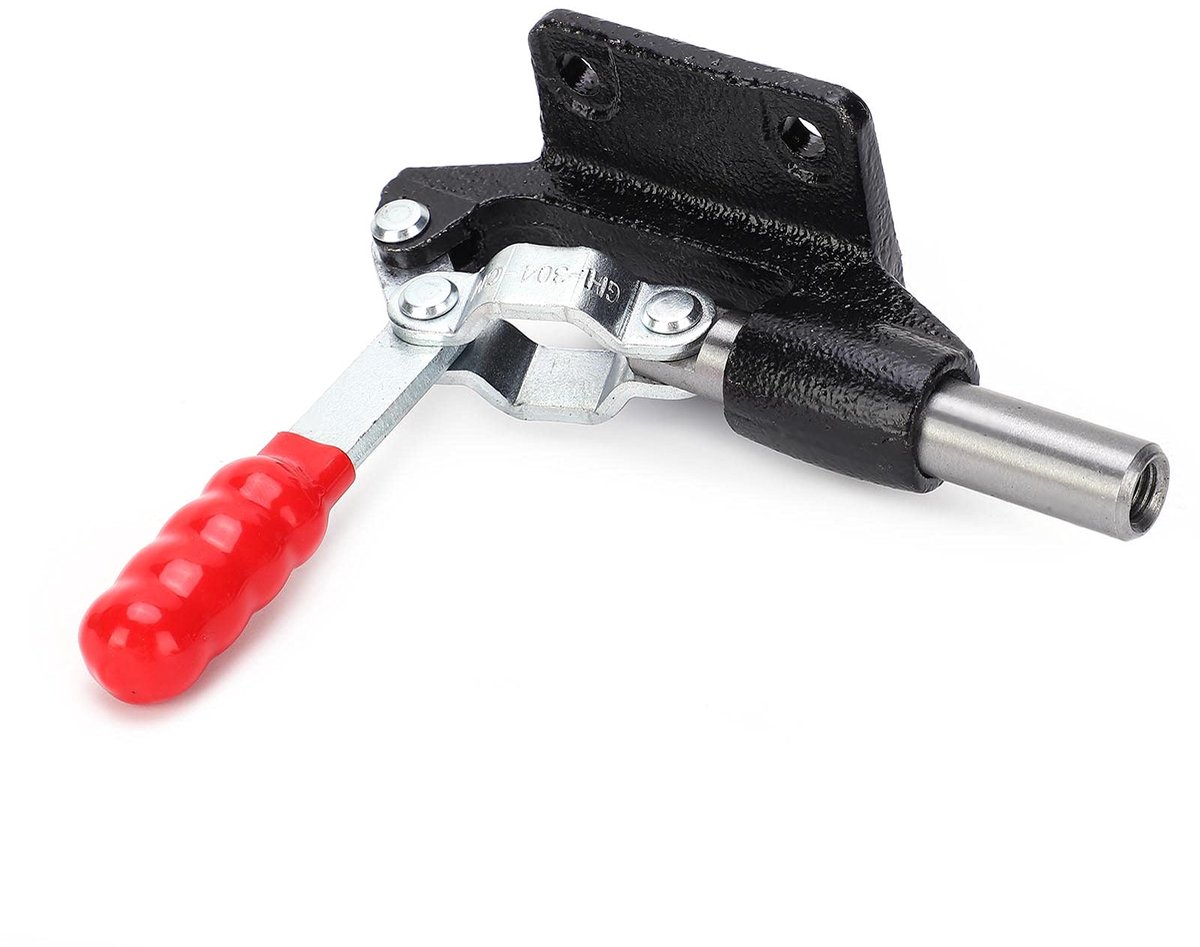 Fafeicy Handgereedschap tuimelklem, lassen tuimelklem horizontale armatuur slag push pull quick release handgereedschap antislip rode horizontale klem, snelle clip