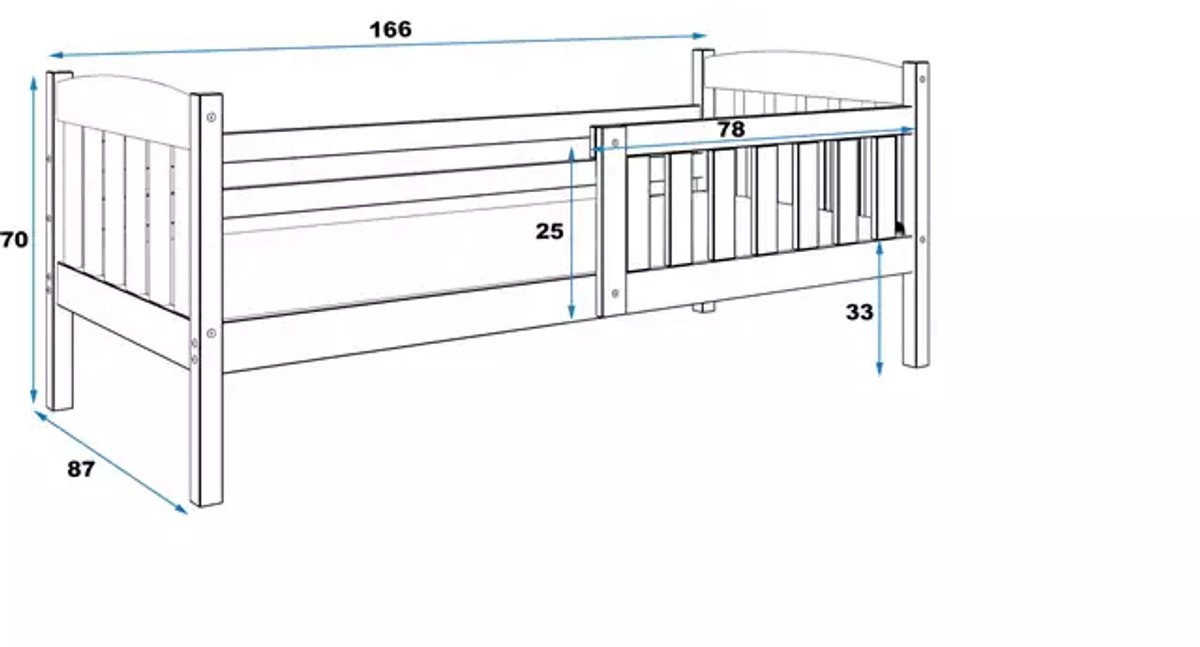BMS - KUBUŚ Single Bed - 80x160 cm - Wit - Inclusief Matras