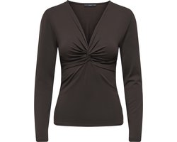 Only T-shirt Onllone Life L/s Knot Top Noos Jrs 15379511 Chocolate Torte Dames Maat - L