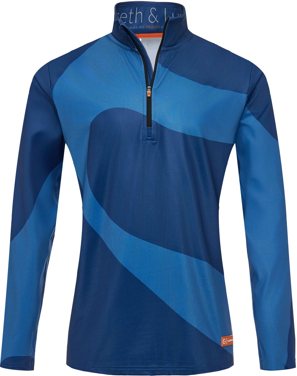 Gareth & Lucas Skipully The One Hundred and Six Heren 100% Gerecycled Polyester Midlayer Sportshirt Wintersport Blauw