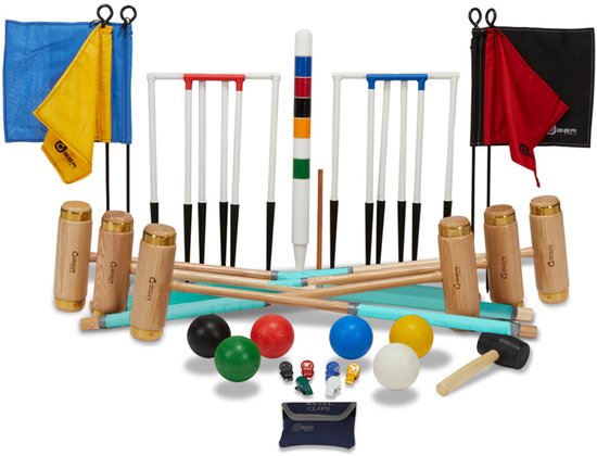Foto: Ubergames prachtige 6 persoons professionele croquet set engels tuinspel met trolley klasse en geweldig met trolley klasse en geweldig