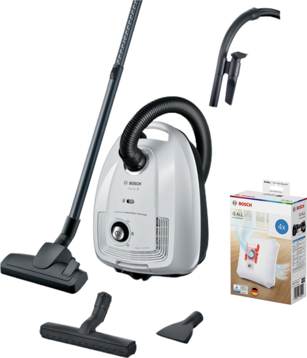 Bosch Serie 4 Stofzuiger Wit BGL38WH3H + Stofzuigerzakken PowerProtect Type G ALL BBZ41FGALL