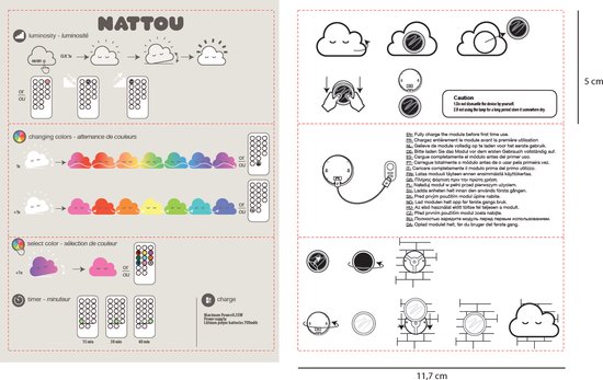 Nattou Nachtlamp voor baby's - Wolk - 13 cm - Wit van Nattou — afbeelding 2