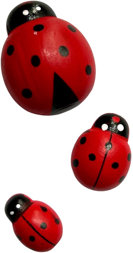 Houten plakkers met lieveheersbeestjes 10 stuks