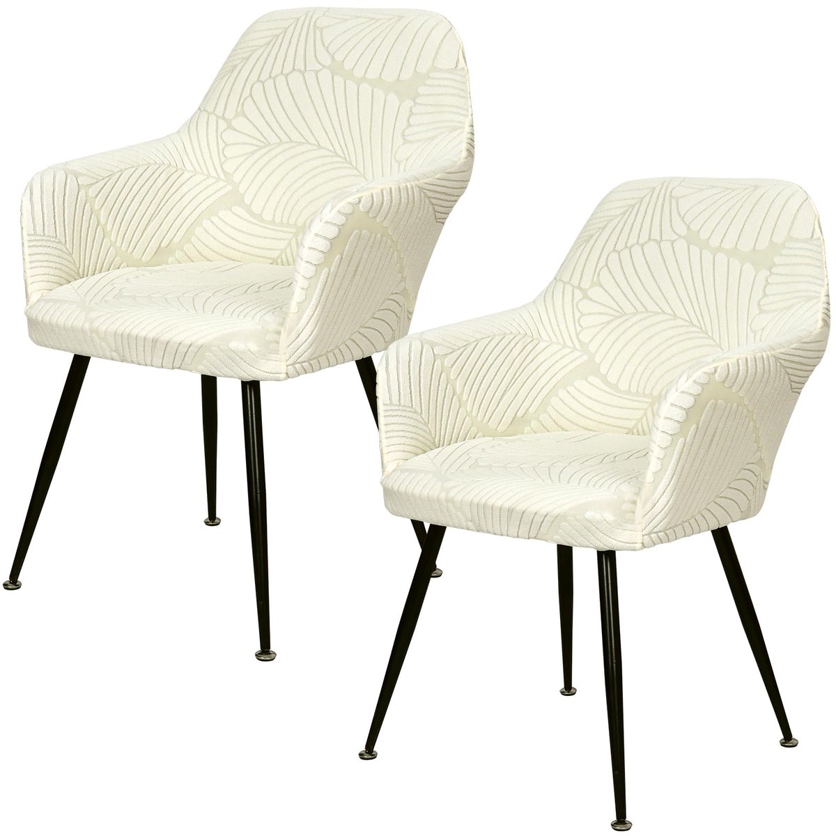 Ibenzoa® Set van 2 Beige Stretch Stoelhoezen met Armleuning voor Diverse Stoelen