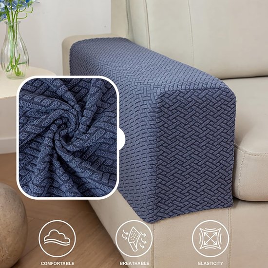 GEOCANG Lot De 2 Housses Antidérapantes Pour Fauteuil, Accoudoir De Canapé, Protection De Meubles (blanc Ivoire