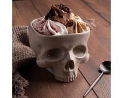 Halloween Skull Bowl - Gourmet snoepkom, Skull pastakom, draagbare keramische ontbijtgranenkelk, Halloween Gothic Home Bar snoepkom voor tafeldecoratie (300 ml)