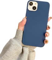Soft Touch Hoesje - Geschikt voor Apple iPhone 14 - Navy Blauw - Stevig Shockproof TPU Materiaal - Zachte Coating - Siliconen Feel Case - Back Cover Donkerblauw