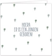 Wenskaart 'Hoera een jongen' inclusief envelop - Kaart geboorte jongen